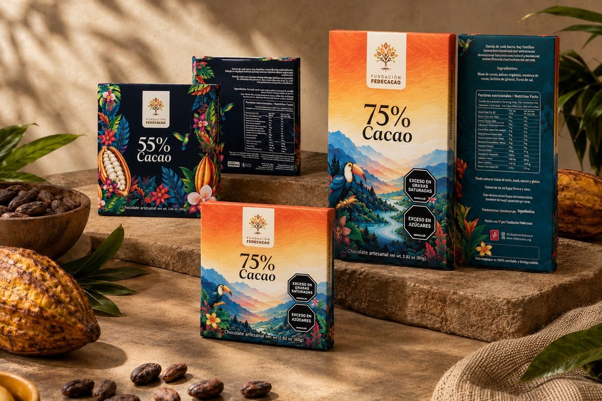 Chocolates Fundación Fedecacao 55% y 75% cacao / Chocolats Fondation Fedecacao 55% et 75% cacao