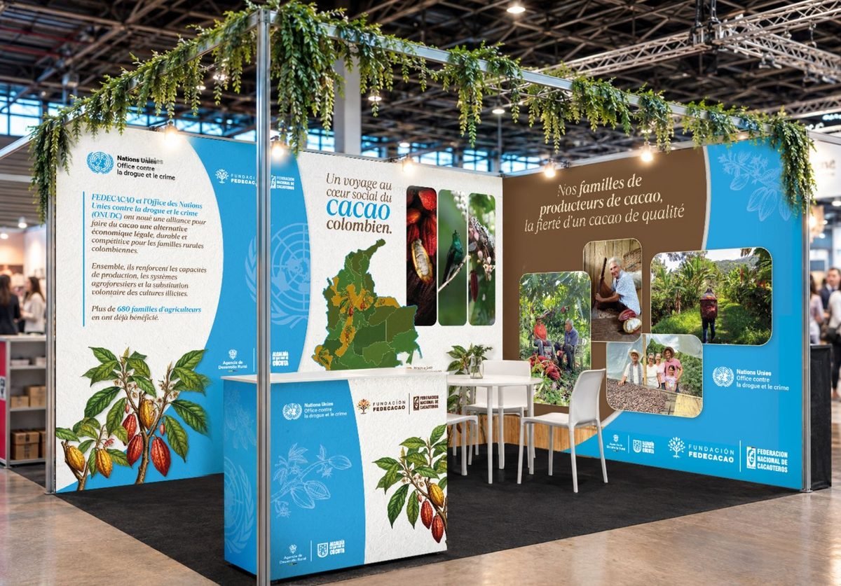 Diseño del stand de Fedecacao en París / Conception du stand Fedecacao à Paris